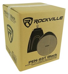 (6) Rockville PEN-65T Black 6.5″ 70V Hanging Pendant Speakers For Restaurant/Bar