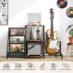 Record Player Stand, Guitar Stand For Acoustic, Electric Guitar, Bass With Amp