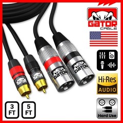 Dual 2-XLR Male to Dual 2-RCA Male Cable Patch Splitter Shielded Audio Stereo