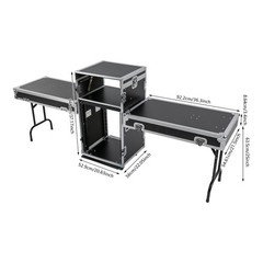 14U PA DJ Cabinet Black Rack Free Standing Network & Stereo Rack With 4 Wheels