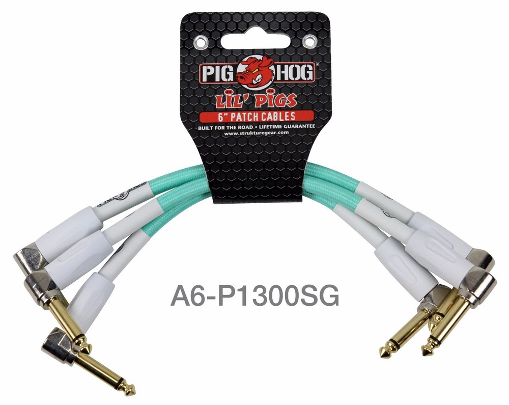 3-Pack Pig-Hog 6in 1/4″ 90-Degree Mono TS Male/Male, 8mm/OD, Seafoam Green