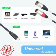 Devinal USB C to Dual XLR 10 FT Cable