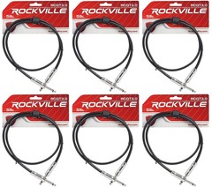 6 Rockville RCGT3.0B 3′ 1/4″ TS to 1/4“ TS Guitar Pedal Board/Instrument Cable