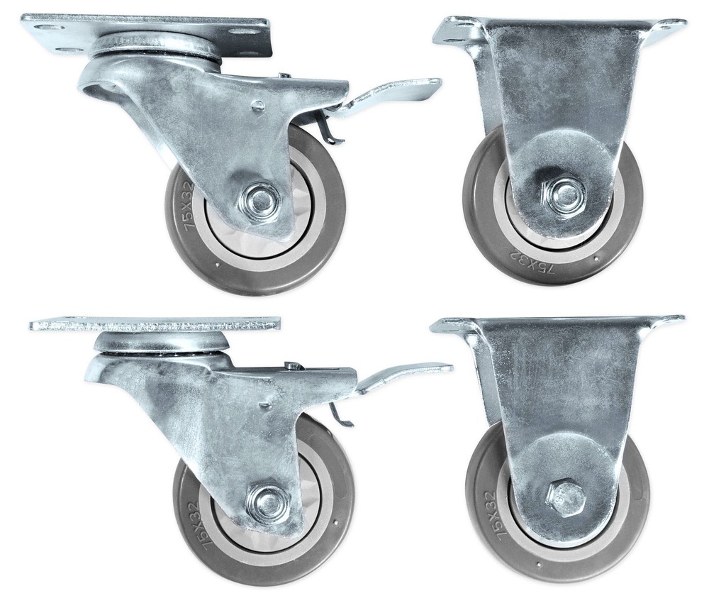 Rockville 3″ Locking+Swivel Steel Caster Wheels For Mackie Thump18S Subwoofer