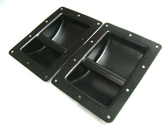 (2) Two Black Metal Recessed Bar Handles – Medium