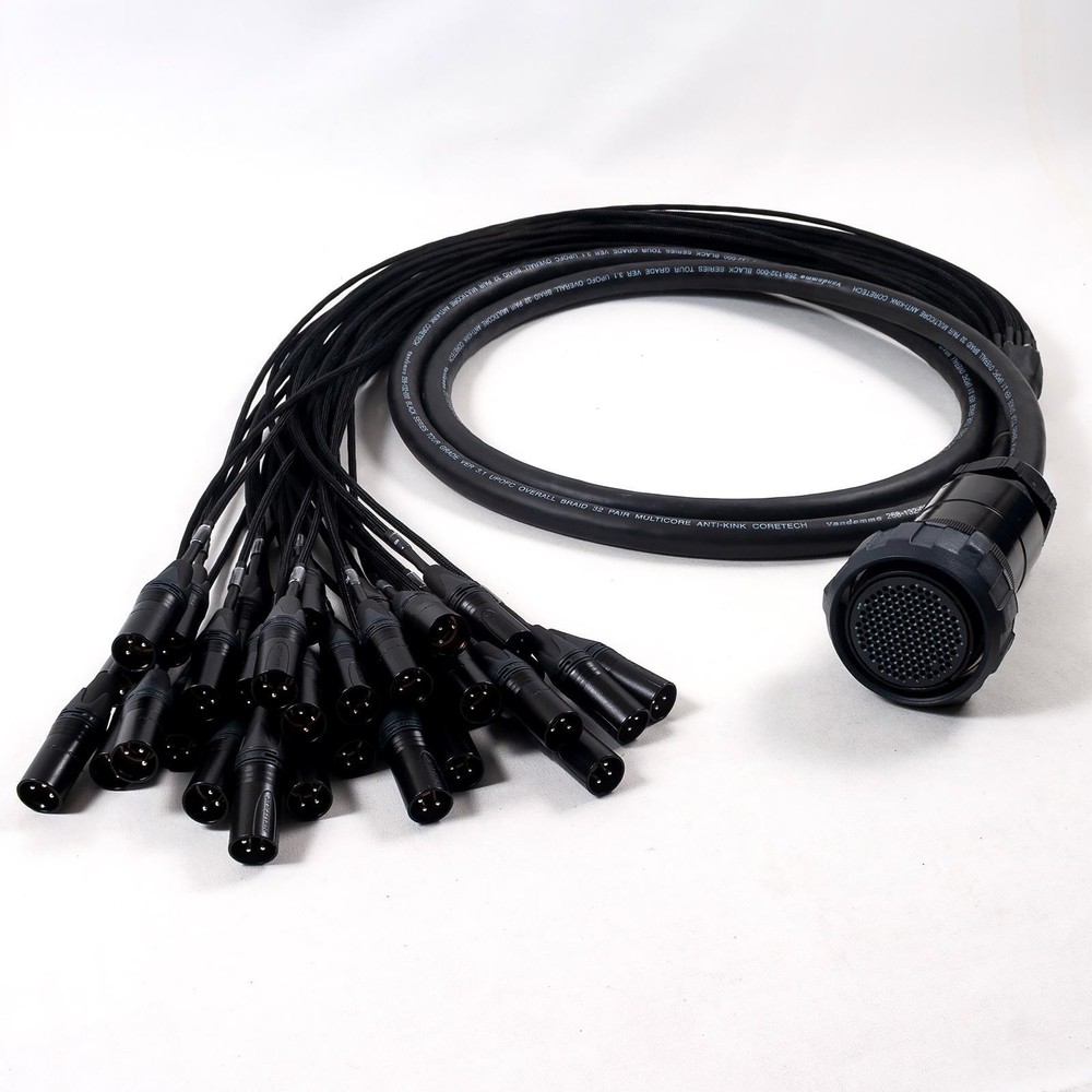 32 way VEAM, VDM Multipin to Male XLRs. Female to male. NEUTRIK. Tough PU cable