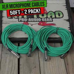 FAT TOAD XLR Microphone Cables 50Ft 2 PACK – DJ Pro Audio Studio Mic Cord Wire