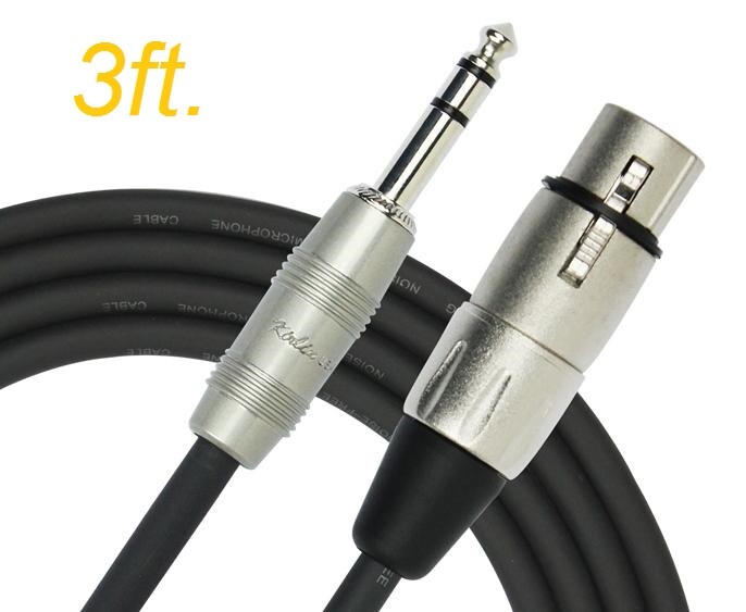 3ft. Kirlin XLR 3-Pin Female to 1/4″ TRS Male Patch Cable, OFC Conductors