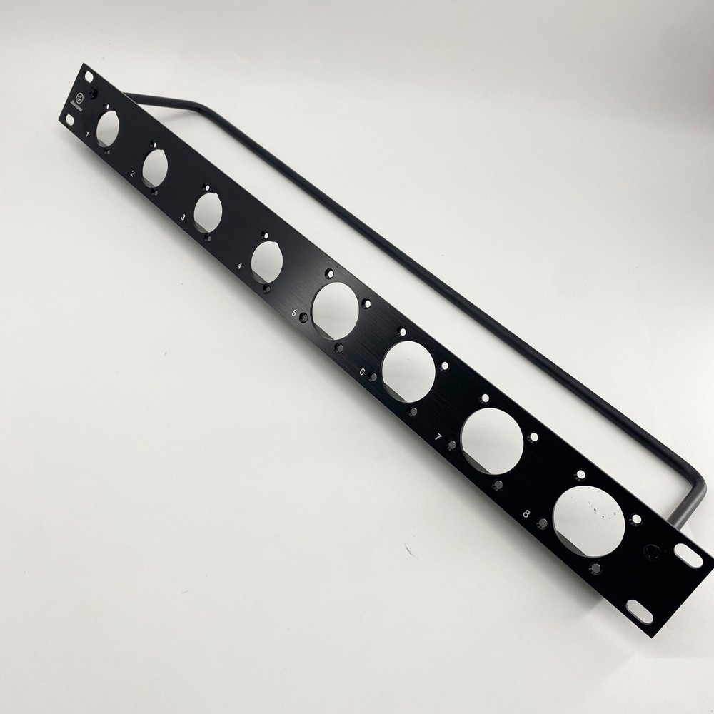 1U Space Rack Panel W/4 Large Speakon CutOuts For NL8 + 4 cutout For D Connector