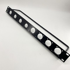 1U Space Rack Panel W/4 Large Speakon CutOuts For NL8 + 4 cutout For D Connector