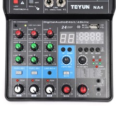 Bluetooth USB DJ Console +Sound Card Studio Mixer Mini Audio Mixer 2/4 Channel