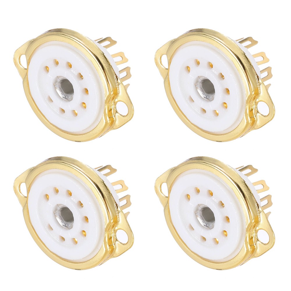4 Pcs 9pin Tube Socket Ceramic Vacuum Tube Protect Tube Pin Socket White