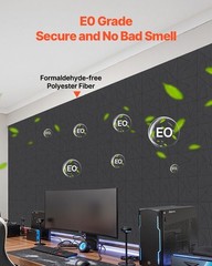 VEVOR 18 Pack Acoustic Wall Panels 11.8 x 11.8 x 0.4 inch Self-Adhesive Black