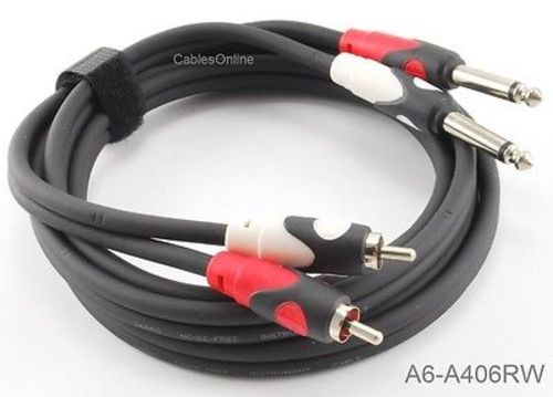 6ft Kirlin Dual 1/4″ TS Mono Male Plug to 2-RCA Plug Male Audio Cable