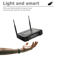 UHF Wireless Mic System 2-Channel Handheld Dual Microphone Cordless Mic System