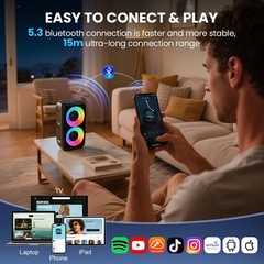 Bluetooth Speaker with 2 Wireless Microphones – Big Party for Black