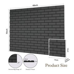 12Pack Acoustic Panels, Self-Adhesive 3D Brick Pattern 12″×12″-Brick, Black