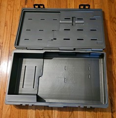 Plastic Hard Case, 25″ Long, 13 1/2″ Wide On One End And 11″ On The Other, 3″ D