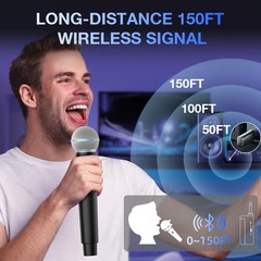Wireless Microphone, Rechargeable Dual Cordless Handheld Dynamic Wireless Mic…