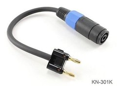 1ft Dual Banana Black Plug to Speakon Female Type Speaker/Amplifier Jumper Cable