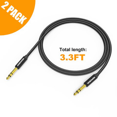 1/4 Inch TRS Instrument Cable 3.3Ft 2-Pack [Nylon Braided Shielded], 1/4 in TRS