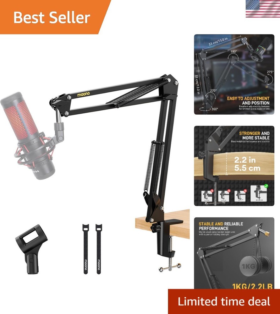 Adjustable Boom Arm for Silent Mic Positioning – 1KG Load Capacity