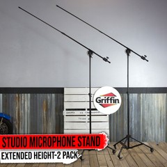 2-PACK Professional Microphone Boom Stand – Stage Holder Retractable Tripod Legs