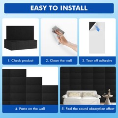 16 80 Pack Acoustic Panels Self-adhesive Studio Noise Soundproofing Wall Tiles