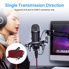 XLR to USB Microphone Cable 3-Pin XLR Female to USB-A Adapter 2M/6.5Ft Braided