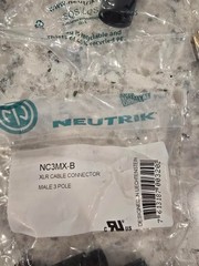 Neutrik NC3MX-B Male 3-Pole XLR Connector – Black/Gold – 5 Pack 929-04AM