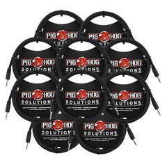 Pig Hog Solutions 3.5mm TRS to 3.5mm TRS Adapter Cable, 9ft – 10 Units