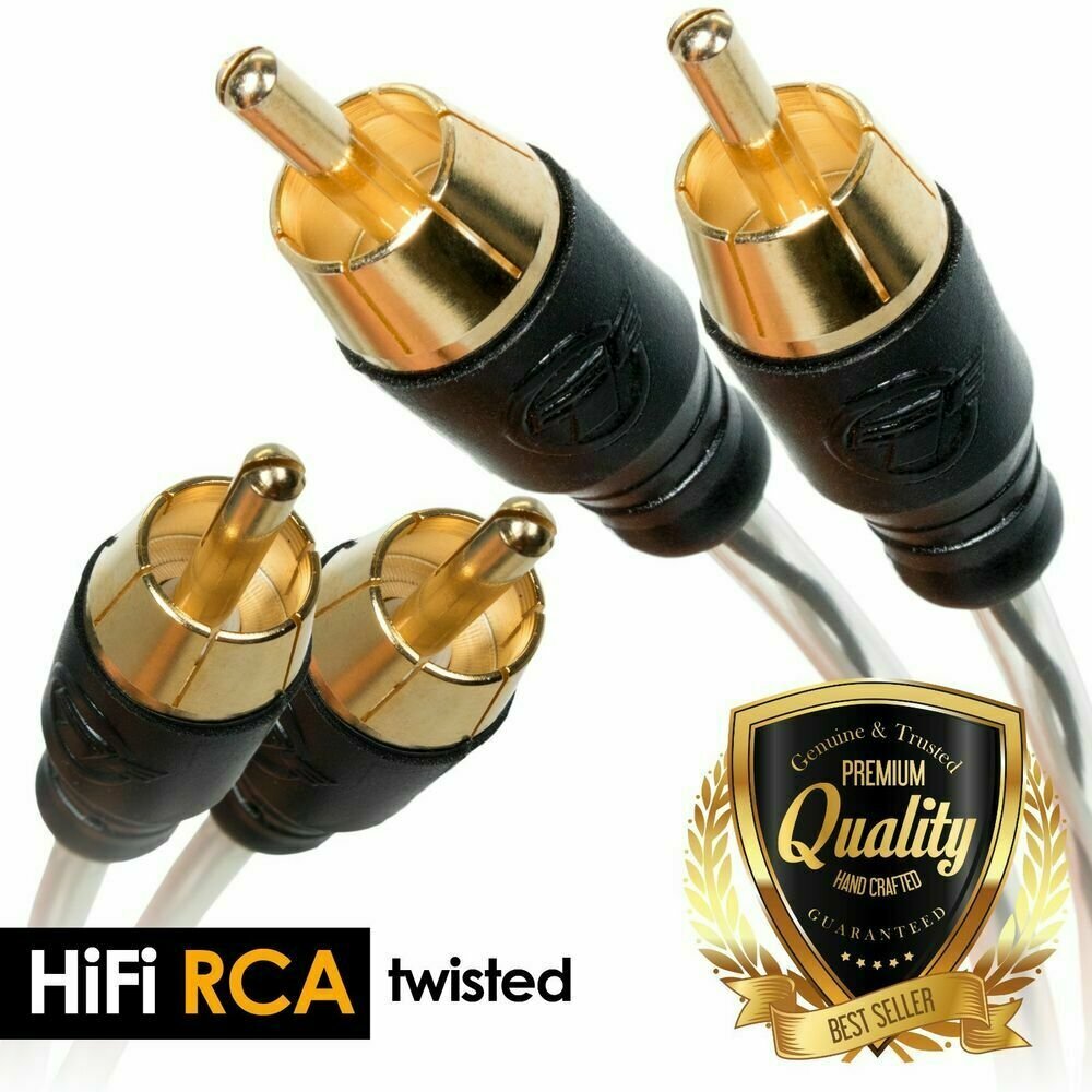 Twisted Dual RCA 6 FT Stereo HiFi Audio Video AV Cable – HDTV DVD VCR – 6 Feet