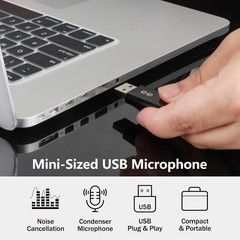 High Sensitivity USB Microphone for Clear Calls – Portable, Plug-and-Play Design