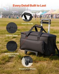 VEVOR Rolling DJ Cable Bag 1680D Padded DJ File Gig Bag with Wheels 6 Divider