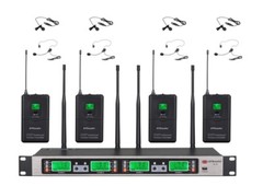 GTD Audio 4×100 Ch UHF Wireless Lapel lalavlier Microphone Mic System B-33L