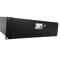 19″ 3U Steel Plate DJ Drawer Equipment Cabinet with Keys Black, in stock