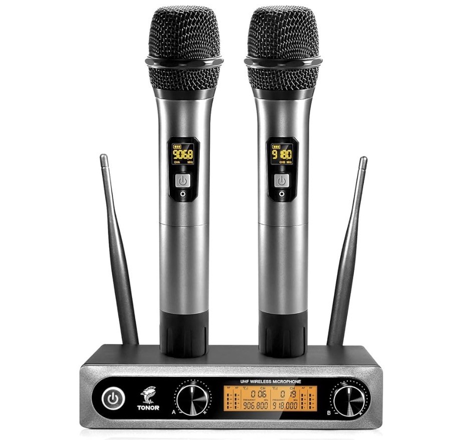 Tonor TW820 Wireless Handheld Microphone System with Receiver Silver Black UHF