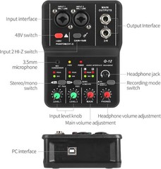 USB Audio Interface Q-12: XLR & 3.5mm Inputs for Studio-Quality Recordings