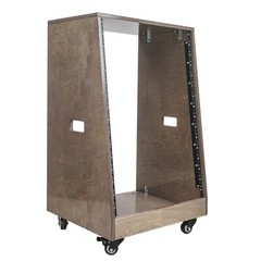 Sound Town 16U DIY Slanted Rack Plywood Weathered Brown Rubber Feet SDRK-16TB