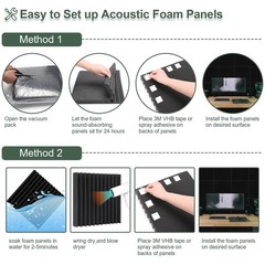 50 Pack Acoustic Foam Panels 2″x12″x12″ Soundproof Wedge Panels for Studio & Hom