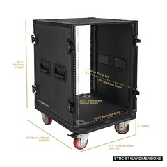 Sound Town Black Series 14U Plywood Rack/Road Case w/ 21” Depth (STRC-B14UW)