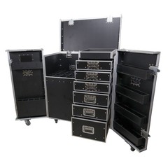 ProX XS-6DMIC25W Flight Style Mic Stand + Drawer Combo Case w/ Side Door Storage