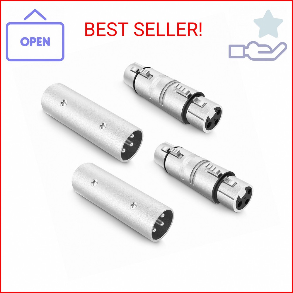 Seefeful XLR Adapter 4 Pack (2-Pair), 2 Male to Male Connector & 2 Female to Fem