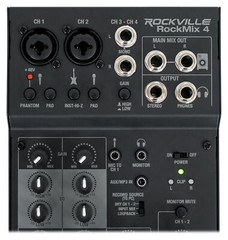 Rockville RockMix 4 Channel Pro Recording Mixer/Interface w/EQ+(2) Dynamic Mics