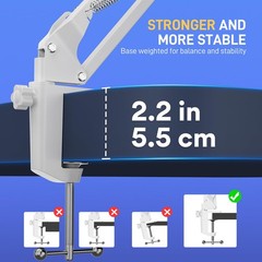 Boom Arm Microphone Stand, BA20 White, Adjustable, 1KG Load, Desk Clamp, Adapter