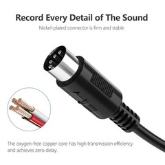 Mellbree MIDI Cable, 2-Pack 6-Feet Male to 5-Pin 6-Feet, Black
