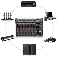 8/12/16 Channel Mixing Console Sound Pro USB Bluetooth Live Studio Audio Mixer