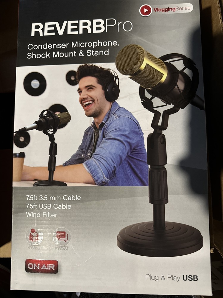 BRAND NEW PodCast Mic Series Reverb Pro Condenser Microphone Shock Mount Stand