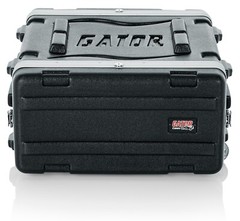 Gator Cases Lightweight Rolling 4U Rack Case: Tow Handle, Wheels, 19.25″ depth