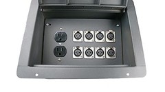 Elite Core Recessed Audio Stage Floor Box w/8 Female XLR Connectors & AC Outlet